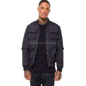Streetwear OEM personnalisé blouson d'aviateur pour hommes tissu de nylon noir multi-poches Cargo surdimensionné veste de plein air à la mode pour hommes - Product Image 5