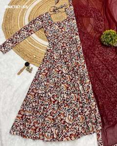 Best Quality <b>Indian</b> Traditional Ethnic Clothing Best <b>Fabric</b> pure cotton kalamkari block print Anarkali Kurti Wholesale Supply - Product Image 5
