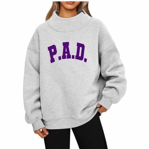 P.A.D. แบบกำหนดเอง เสื้อสเวตเชิ้ตผ้าเทอร์รี่บุซับใน คอเต่า สำหรับผู้หญิง สไตล์ลำลอง ฤดูใบไม้ร่วง ปักลาย Phi / Alpha / Delta เนื้อผ้านุ่ม เป็นมิตรต่อสิ่งแวดล้อม - Product Image 1