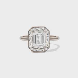 แหวนเพชรทรงเอเมอรัลด์คัทเพาะเลี้ยงในห้องปฏิบัติการ ขายส่ง ทอง 14k 1.97 กะรัต สไตล์อาร์ตเดโค ฝรั่งเศสคัท ทรงบาแกตต์ แบบคลัสเตอร์ ผลิตโดยโรงงาน - Product Image 5