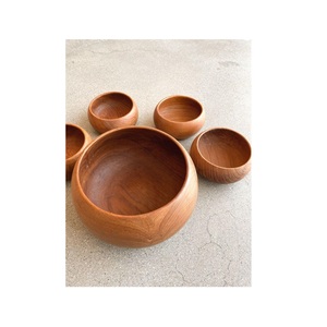 Bol en bois rond de style vintage, saladier en bois massif, bol à soupe en bois massif - Product Image 4