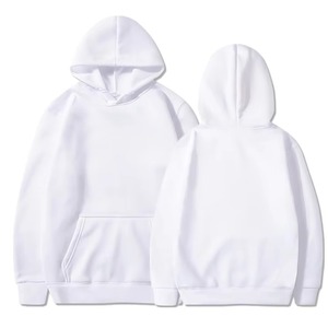 Sweat-shirt à capuche blanc pour homme, coupe classique, en coton French Terry, décontracté, pour l'automne, avec poche - Product Image 1