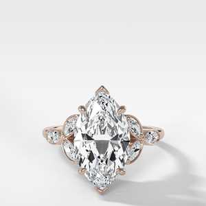 Bagues de fiançailles en diamant marquise 3 carats, sertissage à griffes de 2,1 mm, inspirées de la nature, solitaires cultivés en laboratoire, bijoux fins uniques en or massif 14k 18k - Product Image 5