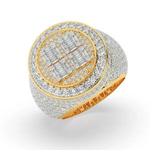 Anillo de Hip Hop Personalizado de Oro Sólido de 14K y Plata de Ley 925 con Diamantes Baguette VVS para Mujeres y Hombres, Certificado IGI para Bodas y Fiestas - Product Image 1