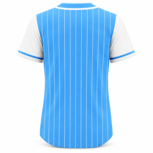 Camiseta de Béisbol Personalizada con Rayas Blancas y Azul Cielo, Uniforme de Equipo con Botones, Camisa Deportiva Transpirable de Secado Rápido para Hombre y Mujer - Product Image 4
