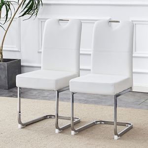 Sedia da pranzo ergonomica in stile minimalista moderno e in stile bianco addensata in materiale PU Comfort eleganza-dimensioni del prodotto 15.7*20.5*38.2 - Product Image 4