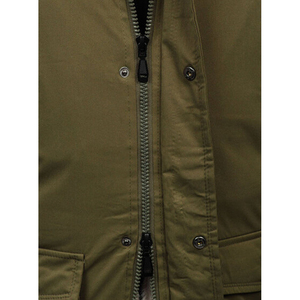 Men's Long Olive Green Hooded <b>Parka</b> <b>Jacket</b> With Faux Fur Lining Windproof Winter Coat Casual Style Thick Polyester Shell - Product Image 3