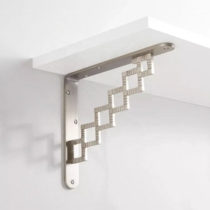 <b>Modern</b> Silver <b>Shelf</b> Bracket with Geometric Design for Stylish and Strong Wall Support in Home Decor - Product Image 1