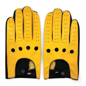 Hot Selling Leather Winter Driver <b>Gloves</b> Yellow And Black Trim Anti Slip Comfortable Breathable Racing <b>Driving</b> <b>Gloves</b> - Product Image 1