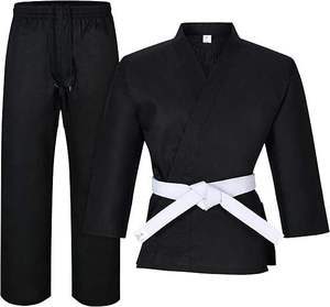 Conjunto de Kimono de Judo Negro, 100% Algodón, 220g, Ligero, Elástico y Transpirable, Uniforme de Artes Marciales para Entrenamiento de Jiu Jitsu - Product Image 1