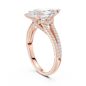 Anillo de Compromiso con Diamante Corte Marquesa para Mujer, Chapado en Oro Rosa, Estilo Clásico, Certificado GIA - Product Image 6