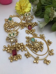 Boucles d'oreilles en laiton plaqué or de qualité supérieure, attrayantes, pour femmes, pour mariage, fiançailles, cadeau, fête, occasion spéciale - Product Image 3