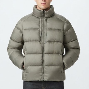 Veste matelassée pour homme, couleur gris olive, col montant, légère, zippée, rembourrée, décontractée, pour l'extérieur - Product Image 1