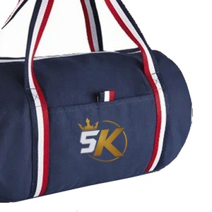 5 Sports Gym Duffel <b>Bag</b> <b>Navy</b> Blue with Red White Stripes Zipper Closure Unisex Casual Fitness <b>Bag</b> 30-40L Capacity - Product Image 4