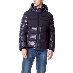 Custom Oversize Lightweight Outdoor Men Puffer Jackets Windproof Hooded Winter <b>Warm</b> Custom Logo Print Puffer Jackets for Unisex - Product Image 1