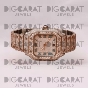 Reloj de Lujo con Incrustaciones de Moissanita y Cuarzo, Caja Cuadrada de 41 mm, Esfera Redonda con Números Romanos, Resistente al Agua, Unisex, Venta al Por Mayor - Product Image 1