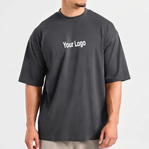 Custom Made 100% Cotton Luxury Quality Oversized Hip Hop Jersey T-<b>Shirt</b> 180g Drop Shoulder Crew Neck Breathable Anti-Wrinkle Men - Product Image 4