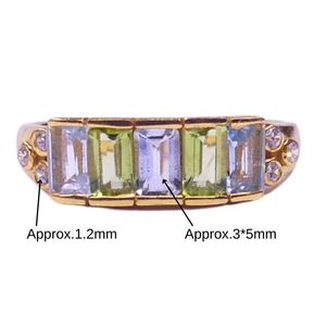 Bague classique pour femme en argent sterling 925 plaqué or avec pierres précieuses améthyste et topaze bleue, idéale pour les mariages - Product Image 5