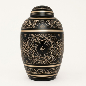Two-Tone Elite Onyx Brass Metal Token Cremation <b>Urn</b> Secure Threaded Lid Ash Container <b>Large</b> Custom Engraved Decorative Memorial - Product Image 2