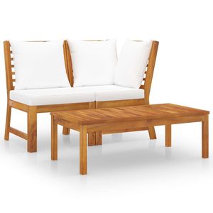 Set Lounge da Giardino in Legno di Acacia e Crema - Product Image 2