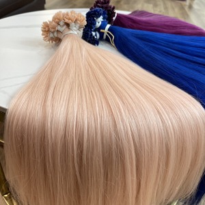 สินค้าขายดี ต่อผมแบบปลายแบน ผู้จำหน่ายผมแท้แบบลอนธรรมชาติ สีผสมแบบเปียโน ร้านทำผม ไม่หลุดร่วง ขนาด 8-32 นิ้ว - Product Image 1