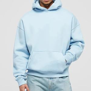 Sweat à capuche décontracté pour homme en molleton vert sarcelle uni, à manches longues avec poche kangourou - Product Image 5
