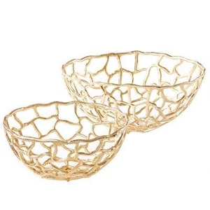 Wholesale Eco-Friendly Polished Aluminium Handmade Fruit Serving Decorative Customized Gold Tabletop Luxury Party Wedding Bowls - Product Image 3
