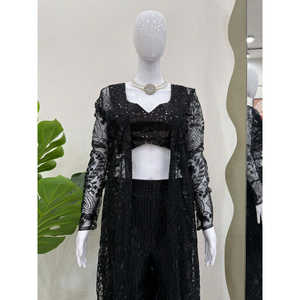 ส่าหรีเลห์เหลี่ยมสวมใส่สำหรับงานปาร์ตี้ดีไซน์เนอร์สำหรับผู้หญิง - Product Image 2