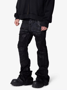 2026 High Quality Custom Cotton Casual American Highstreet Brand Breathable Quick Dry MidRise Straight Black Waxed Wash Men's - Product Image 6