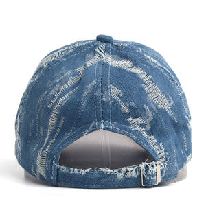 Gorra de Béisbol VORNEX INDUSTRY con Diseño Indigo, Efecto Desgastado, Textura Tejida, Visera Desgarrada, Hebilla Ajustable, Secado Rápido, OEM - Product Image 4