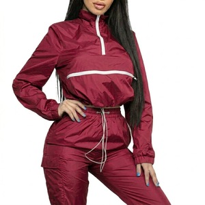 Custom Wholesale <b>Women</b> Sportswear Windbreaker Set <b>Jacket</b> Cargo Pants OEM Logo - Product Image 2