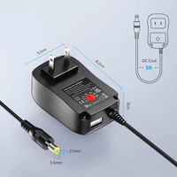 Adaptateur universel 41W 6V-24V AC/DC avec 10 embouts USB C pour l'alimentation des appareils électroniques domestiques, routeurs, smartphones, MP3, tablettes