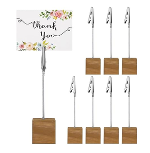 Wood Place <b>Card</b> Holder Stainless steel Picture Photo Note Holder & <b>Wedding</b> Place <b>Card</b> Holder For Restaurants and Events - Product Image 1