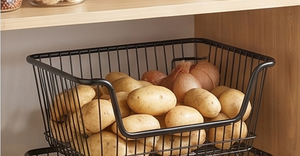 Fine Quality <b>Rectangular</b> Metal Wire Storage <b>Basket</b> With Handles Black Coated Multi-Purpose Neatening Organizer - Product Image 3
