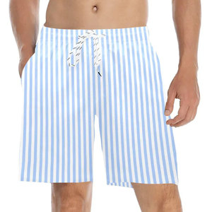 Short de bain pour homme à séchage rapide, imprimé palmiers bleus, avec cordon de serrage à la taille et poches, short de plage décontracté - Product Image 3