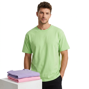 เสื้อยืดคอกลมแขนสั้นผู้ชาย ผ้าฝ้าย 100% ทรงปกติ สีพื้น เรียบง่าย ระบายอากาศได้ดี ผ้าถักน้ำหนัก 240 กรัม ย้อมสีพื้น - Product Image 2