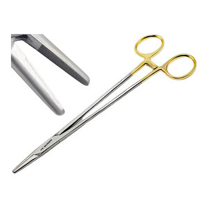 Portaagujas Mayo Hegar de 8 pulgadas con inserciones de carburo de tungsteno, portagujas quirúrgico chapado en oro con cierre fuerte y dentado - Product Image 1