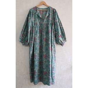 Vestido Maxi de Verano con Estampado Floral Hecho a Mano, 100% Algodón Ecológico, Cintura Natural, Lavable, Estilo Boho Casual para Mujer - Product Image 5