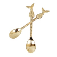 Couverts en laiton fait à la main cuillère à café pour la maison et l'hôtel conception de poisson taille personnalisée petite cuillère faite à la main pour la cuisine et le dessus de table