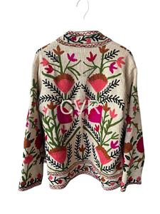 Manteau Bohème en Coton Brodé à Motifs Floraux, Col Mandarin, Manches Longues, Grande Taille, Vêtement d'Extérieur Décontracté pour Femme, Printemps - Product Image 3