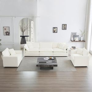 Juego de Sofás de 3 Piezas de Estilo Moderno, 1+1+3 Asientos, Sillón y Sofá de Dos Plazas con Brazos Contemporáneos para el Hogar o la Oficina - Product Image 1