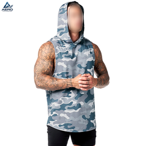 Sudaderas sin mangas Cybernetic azules al por mayor para hombre, con logotipo personalizado impreso, material transpirable de tacto suave. - Product Image 3