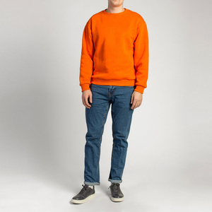 Sweat-shirt à col rond pour homme, couleur orange, coupe ample, tricot uni, vêtement décontracté d'hiver, 100% coton respirant - Product Image 3