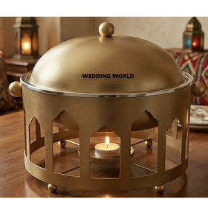 Latest Collection Metal Food <b>Warmer</b> Set of Three Different Sizes Luxury Tabletop Food Supplies Metal Hotpot - Product Image 2