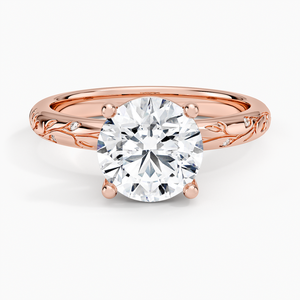 แหวนเพชรเม็ดเดี่ยวระดับพรีเมียมพร้อมรายละเอียดแกะสลักในทองคำขาว 14K - Product Image 5
