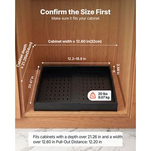 Organizador de Gabinete Extensible, Paquete de 2, 12.2"-18.9" de Ancho x 20.47" de Profundidad, Cajón Deslizante para Almacenamiento de Alimentos en la Cocina - Product Image 2