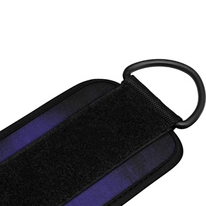 Adjustable-Neoprene Wrist-Wraps With D-Ring For Weightlifting Gym Use-Purple And Black-Design <b>Velcro</b>-Closure - Product Image 6