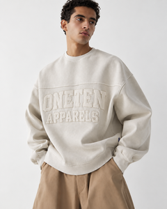 Sudadera de Cuello Redondo Extra Grande para Hombre, Marca Oneten Apparels, Felpa Francesa, Color Beige, Estilo Uniforme Escolar - Product Image 2