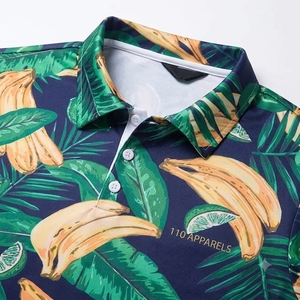 T-shirt de golf imprimé numérique tropical 100 % coton, anti-humidité, séchage rapide, manches courtes, fournisseur OEM, logo personnalisé - Product Image 4