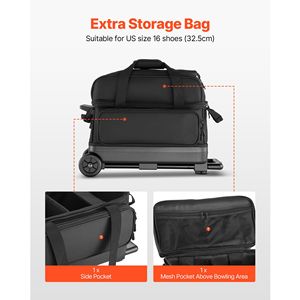 2 Ball Double Roller <b>Bowling</b> Ball Bag with Wheels Featuring a Separate Compartment for Shoes (Up US Size 16) - Product Image 5